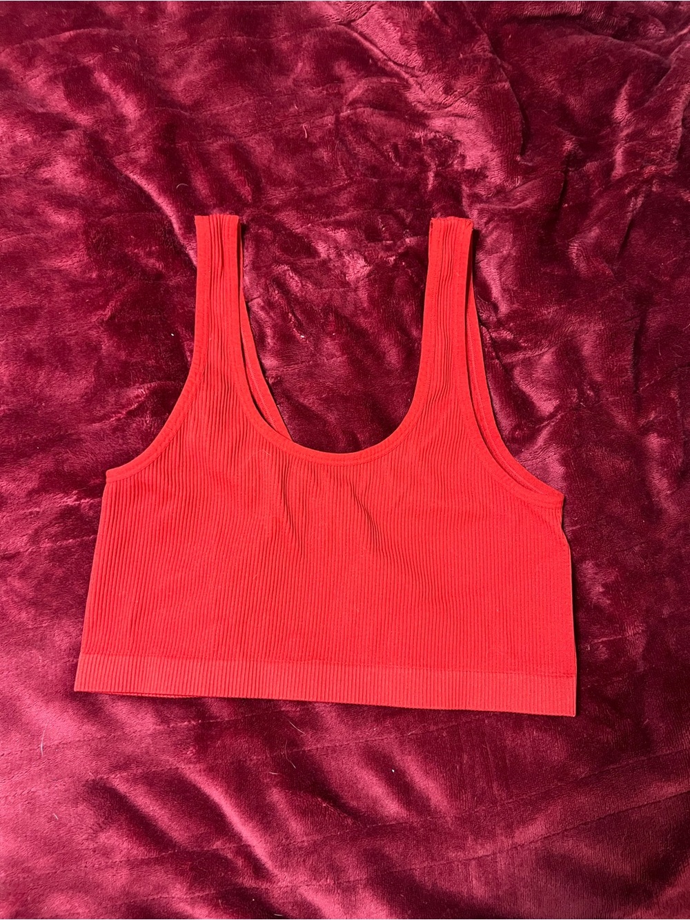 Colsie Red Ribbed V-Neck Bralette - Picture 2 of 4
